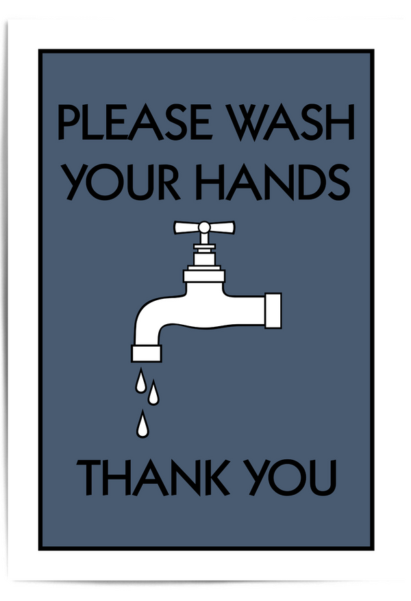 steel blue bathroom sign
