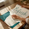 teal abstract bathroom decor