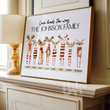 Personalised Reindeer Family Christmas Print – Custom Family Names Wall Art, Cute Reindeer Christmas Decor