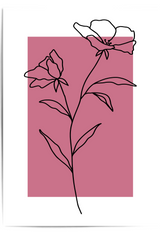 Dark Pink Flower Line Art Print