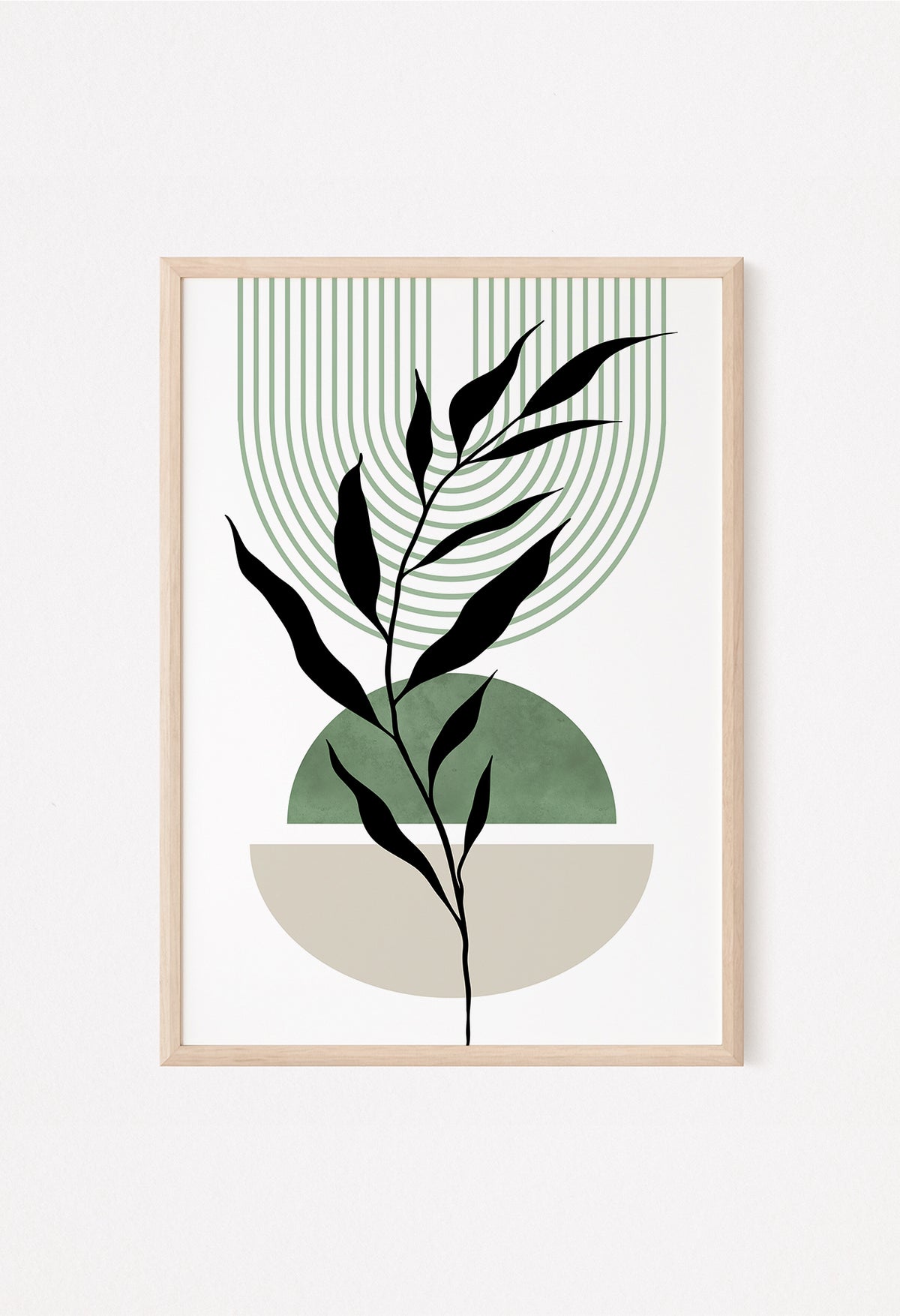 mid century green prints