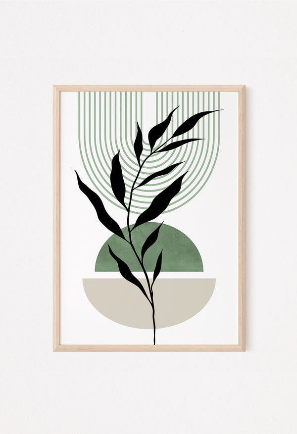 mid century green prints