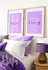 sweet dreams bedroom art in lilac purple