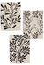 set of 3 beige and black botanical leaf