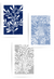 set of 3 blue and grey botanical leaf prints