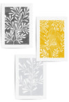 set of 3 yellow miustard grey botanical decor