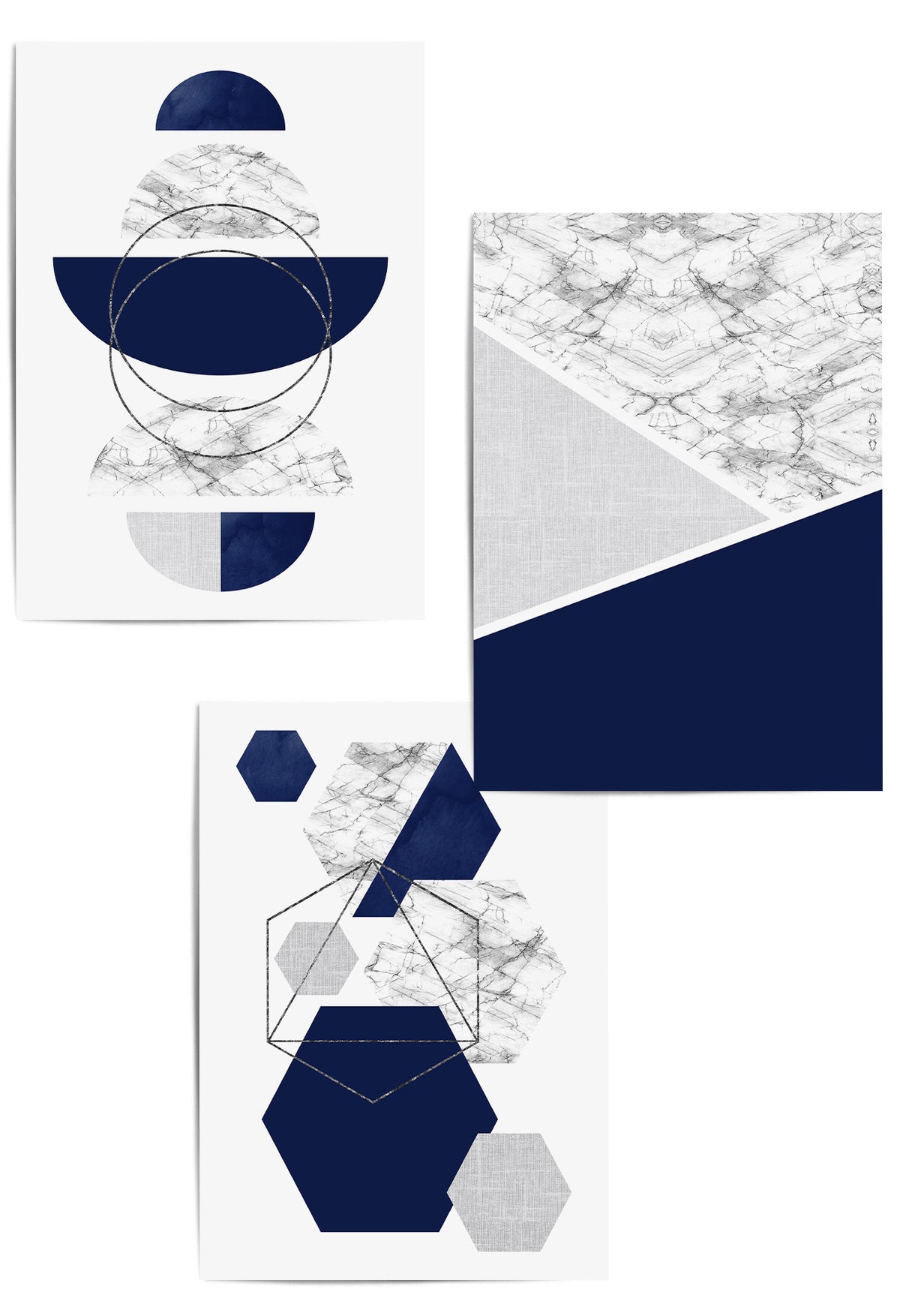 navy blue and grey abstract prints