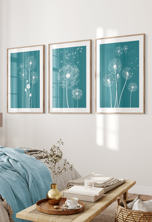 teal bedroom prints