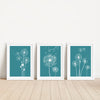 set of 3 teal bedroom arty