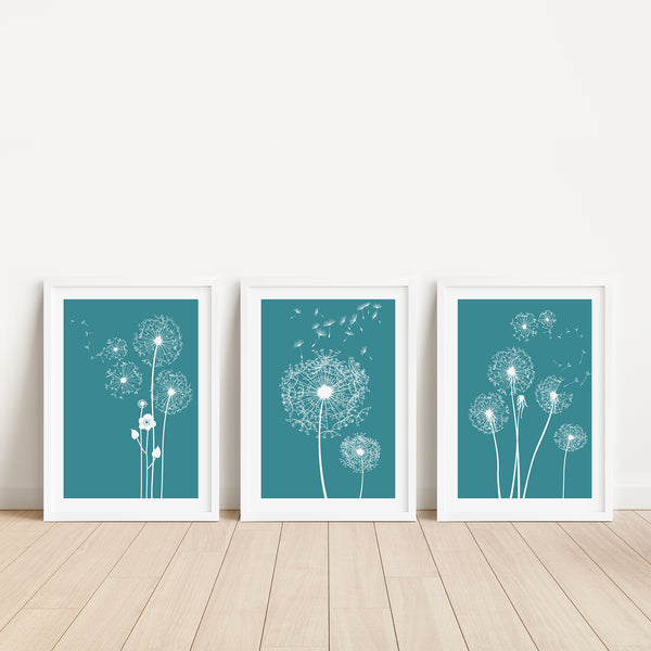 set of 3 teal bedroom arty