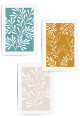 set of 3 teal mustard and beige prints