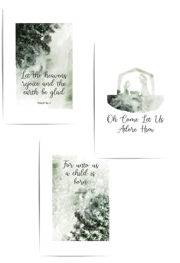 Set of three Christmas-themed christian art