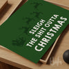 Green christmas poster with reindeer illustration and humorous Christmas quote
