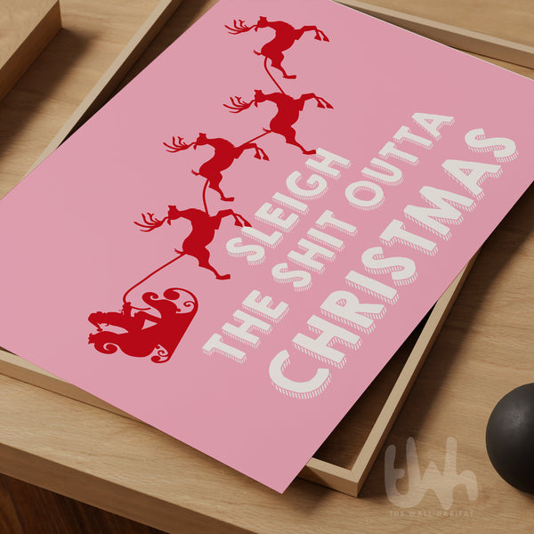 funny pink and red christmas poster