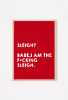 Red framed christmas poster with funny chrismtas quote