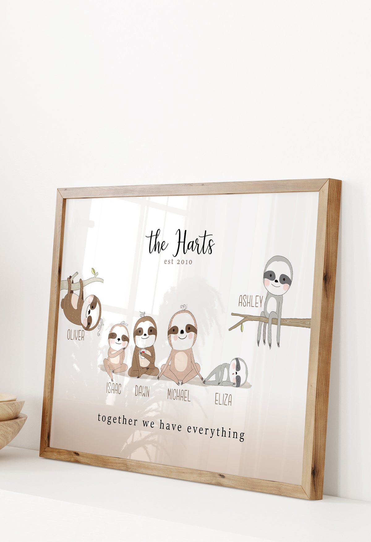 Personalised Family of Lazy Sloth Print