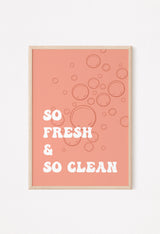 so fresh and so clean orange bathroom art