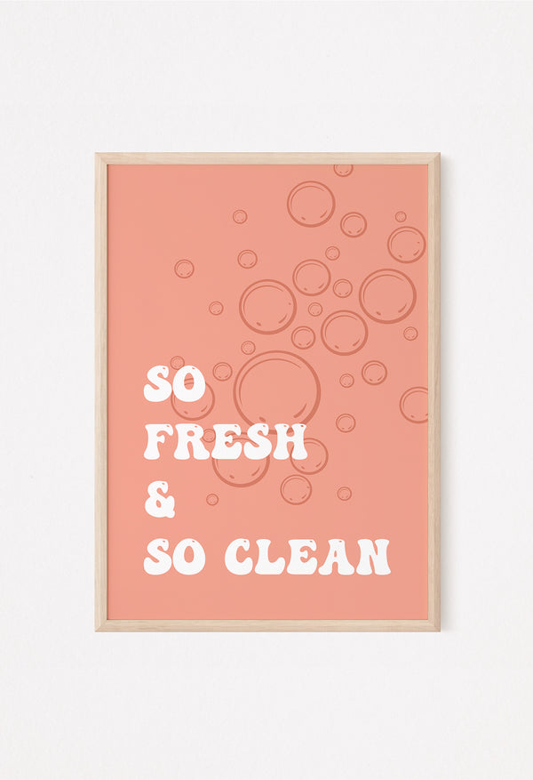 so fresh and so clean orange bathroom art