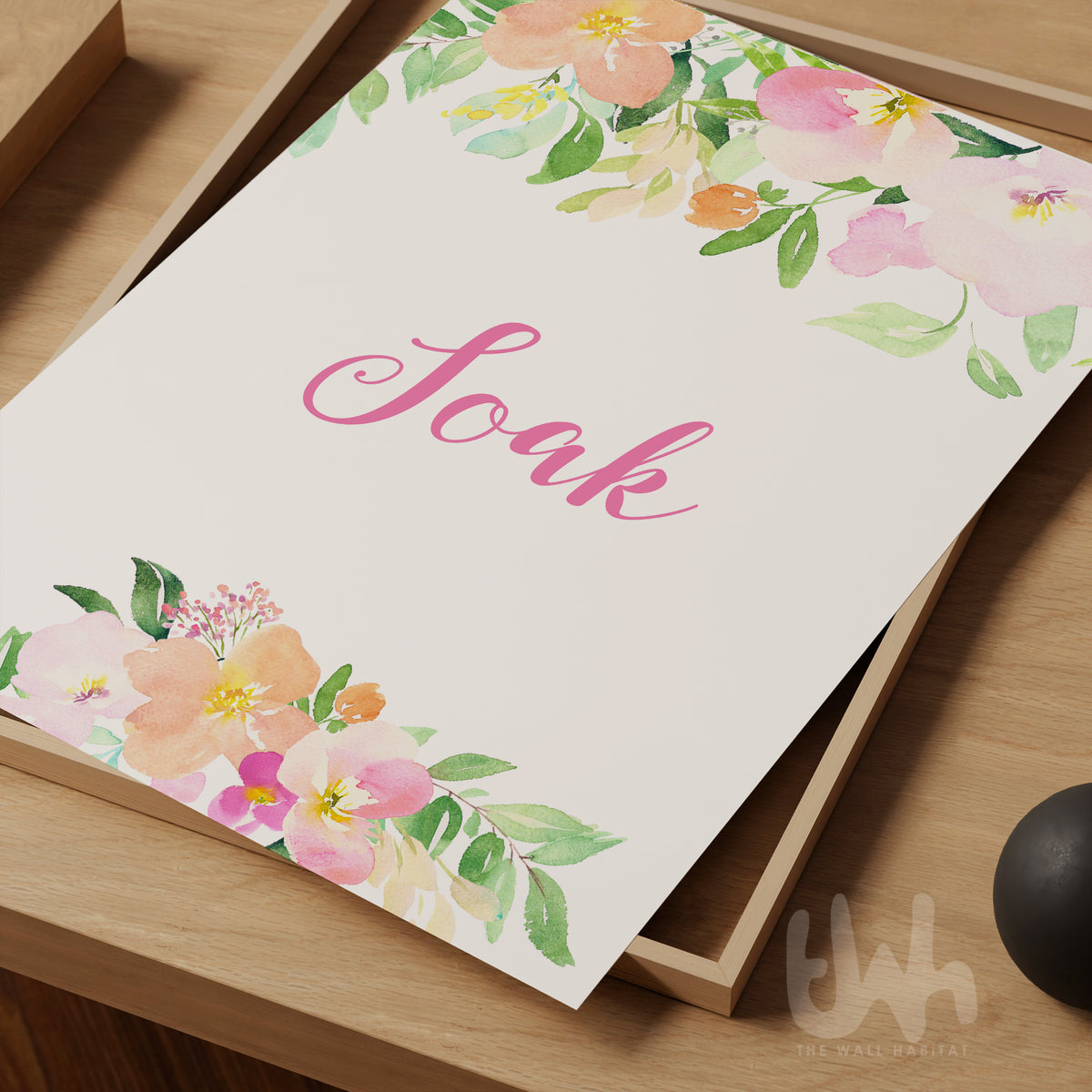 Soak spa bathroom print with feminine floral details