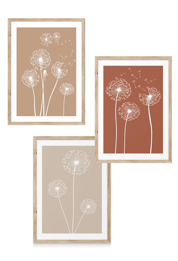 oak effect dandelion prints in earth tones