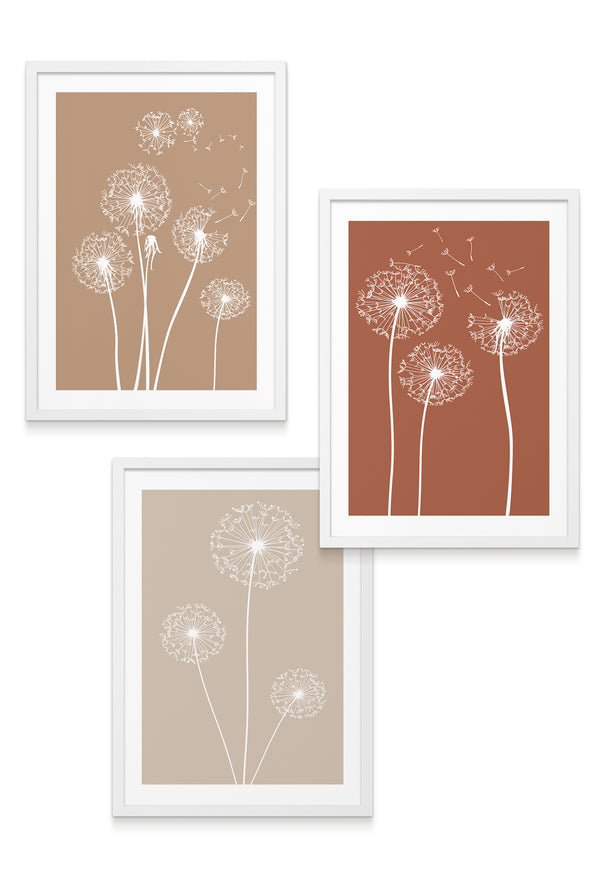 white frame dandelion prints