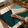 teal and gold geometric poster art