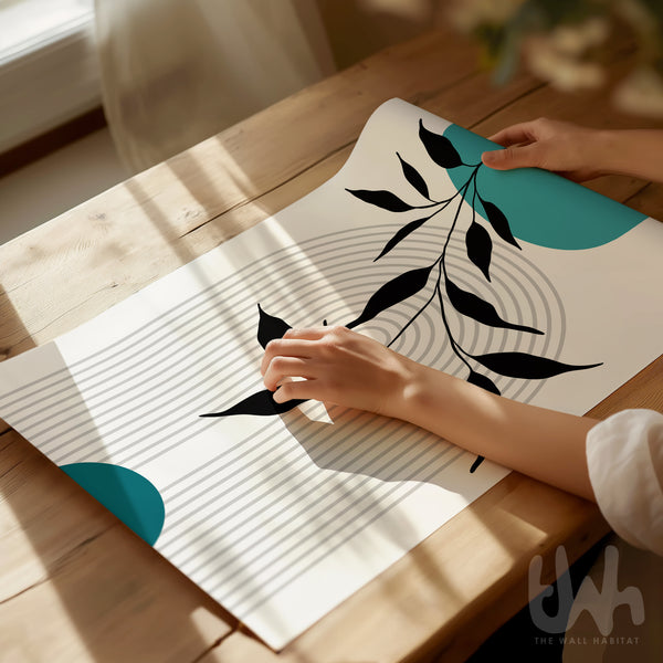 teal mid century poster