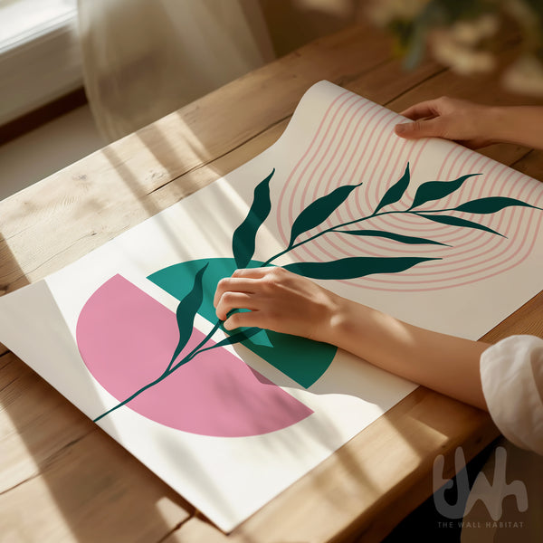teal and pink poster