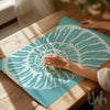 teal spiral shell print ammonite art