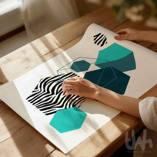 colourful zebra wall poster