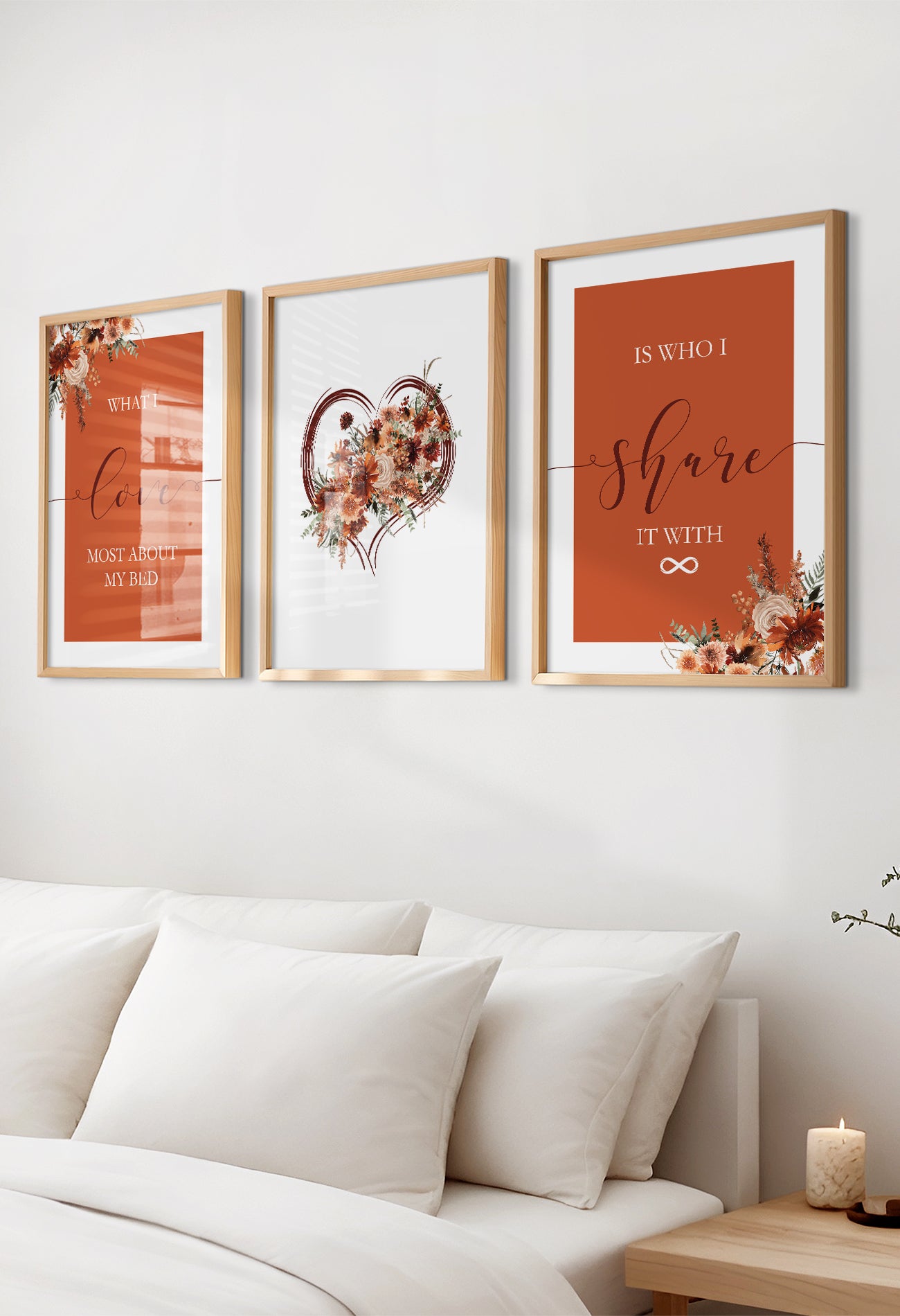 set of 3 over the bed burnt orange bedroom set