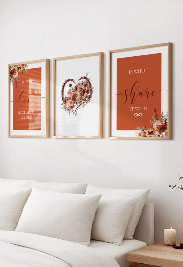 set of 3 over the bed burnt orange bedroom set