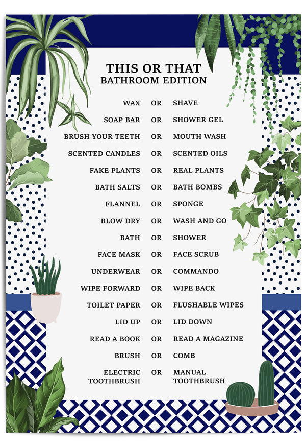 Funny Blue Bathroom This or That Quiz Art Print