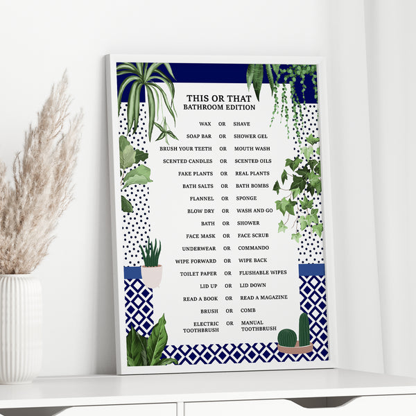 Funny Blue Bathroom This or That Quiz Art Print