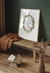 Watercolor Christmas wreath wall decor with pine and berries