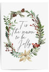 ’Tis the Season to Be Jolly Christmas wall art print watercolor wreath design