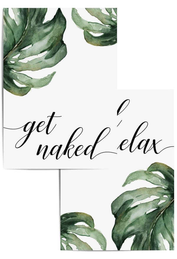 get naked and relax tropical bathroom prints