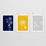 blue yellow and grey wall prints