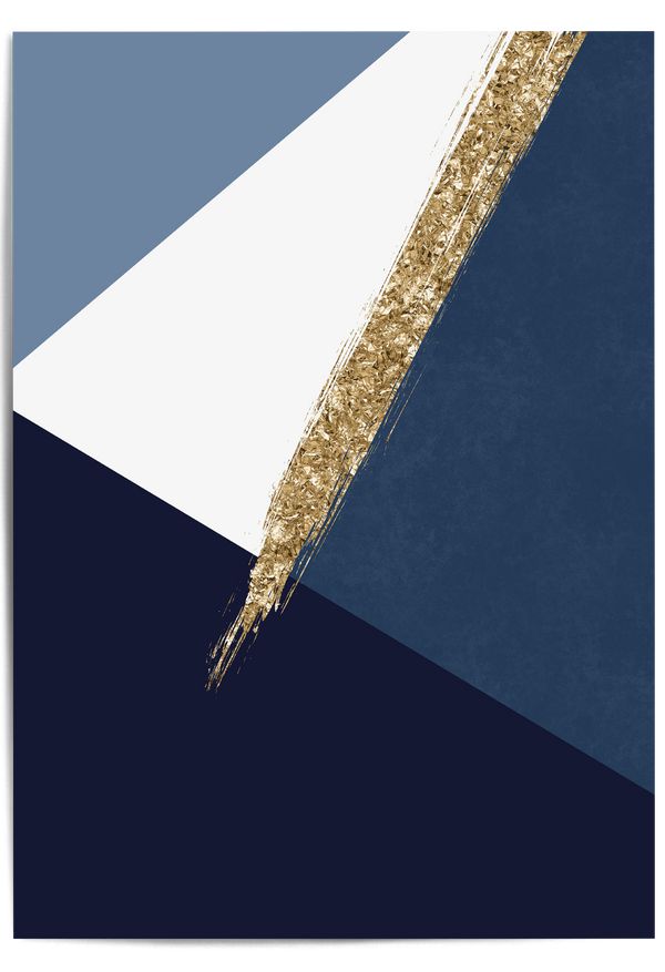 navy blue and gold abstract poster