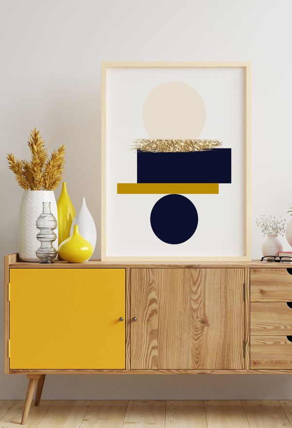mustard yellow and beige wall art