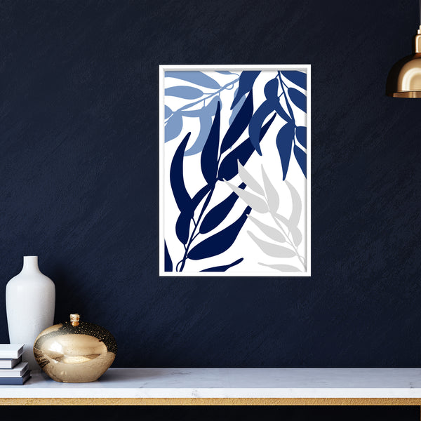 eucalyptus wall art in blue
