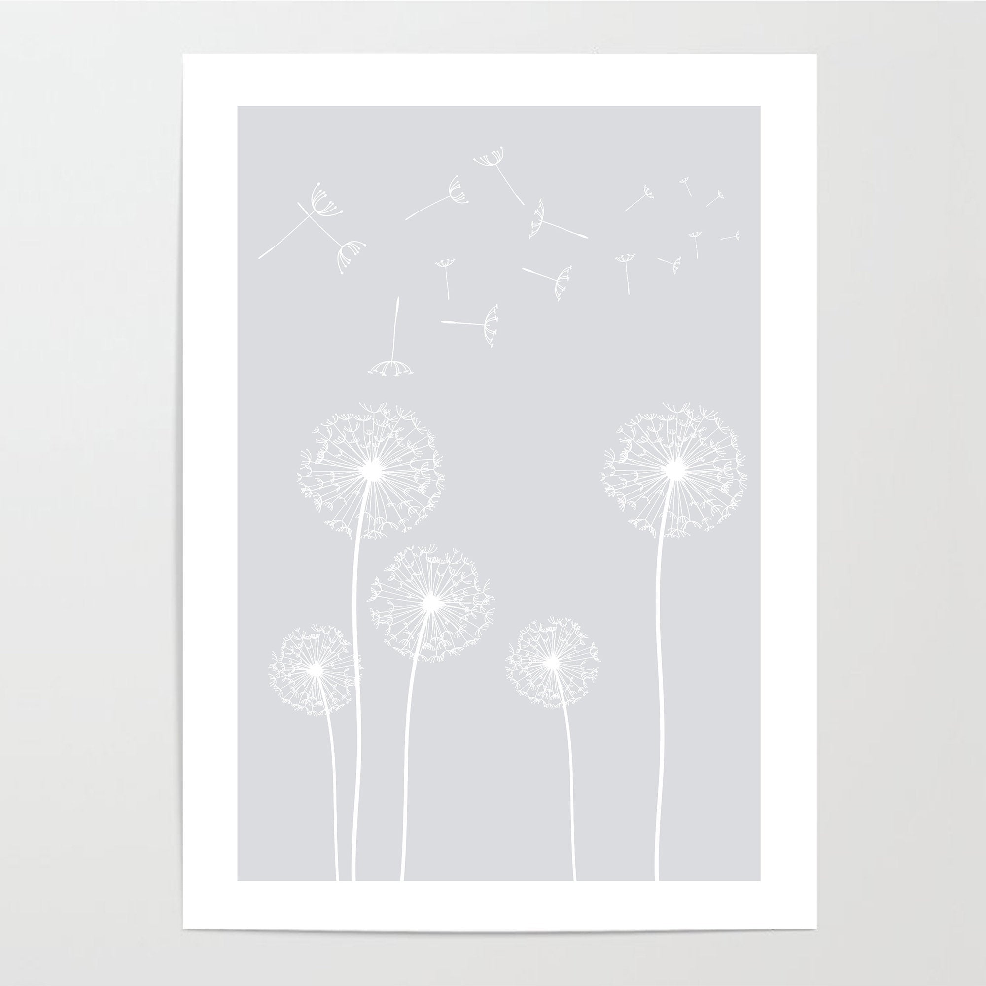 light grey dandelion print