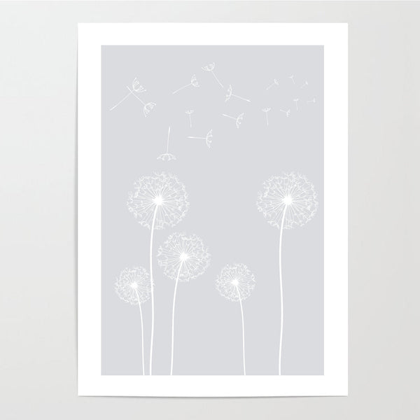 light grey dandelion print