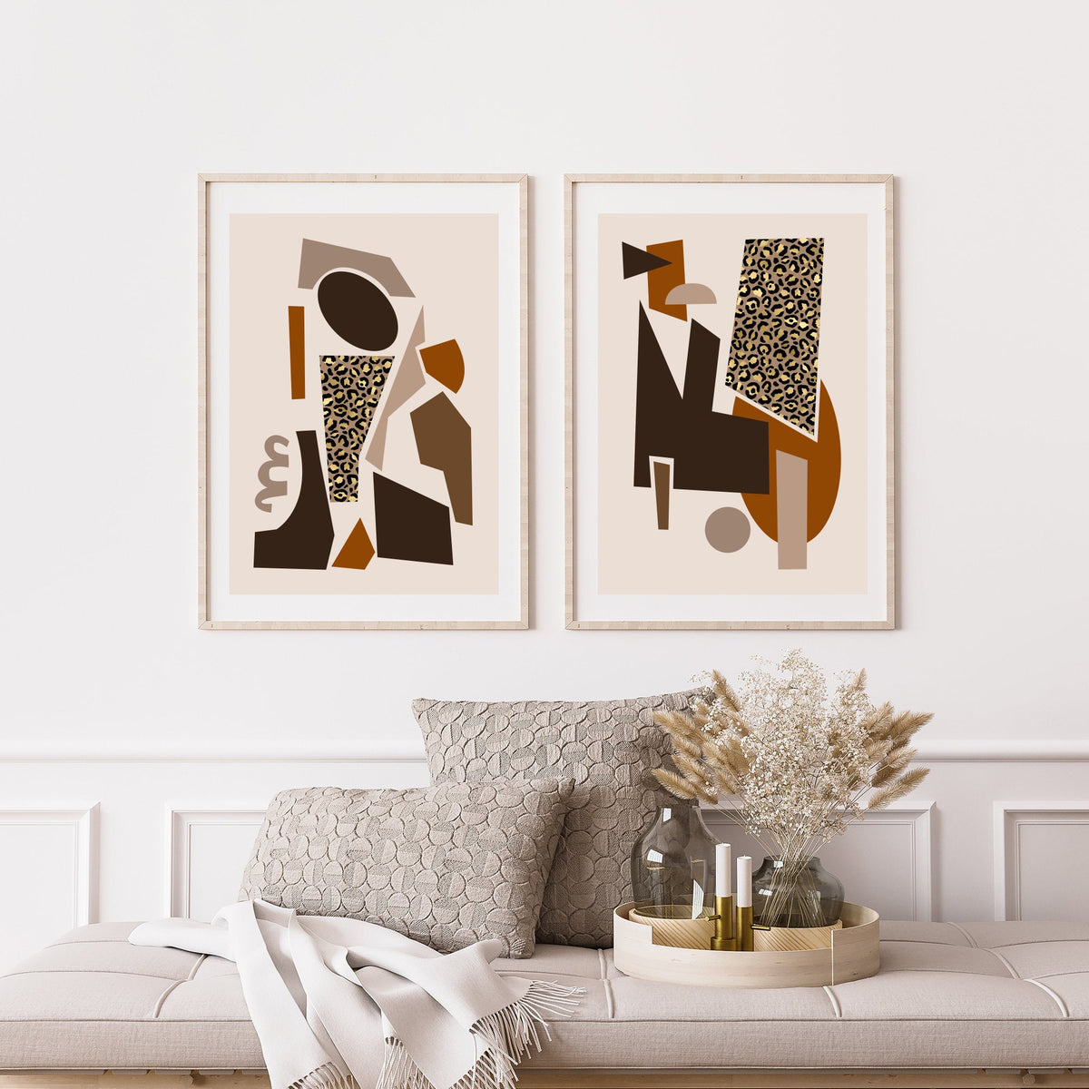 boho abstract prints set of 2