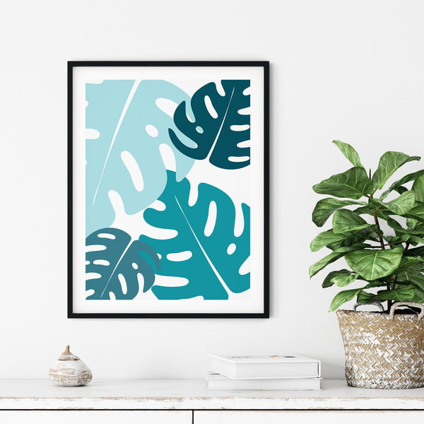 teal living room art