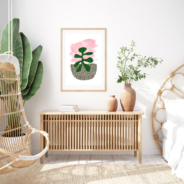 pink and green abstract decor