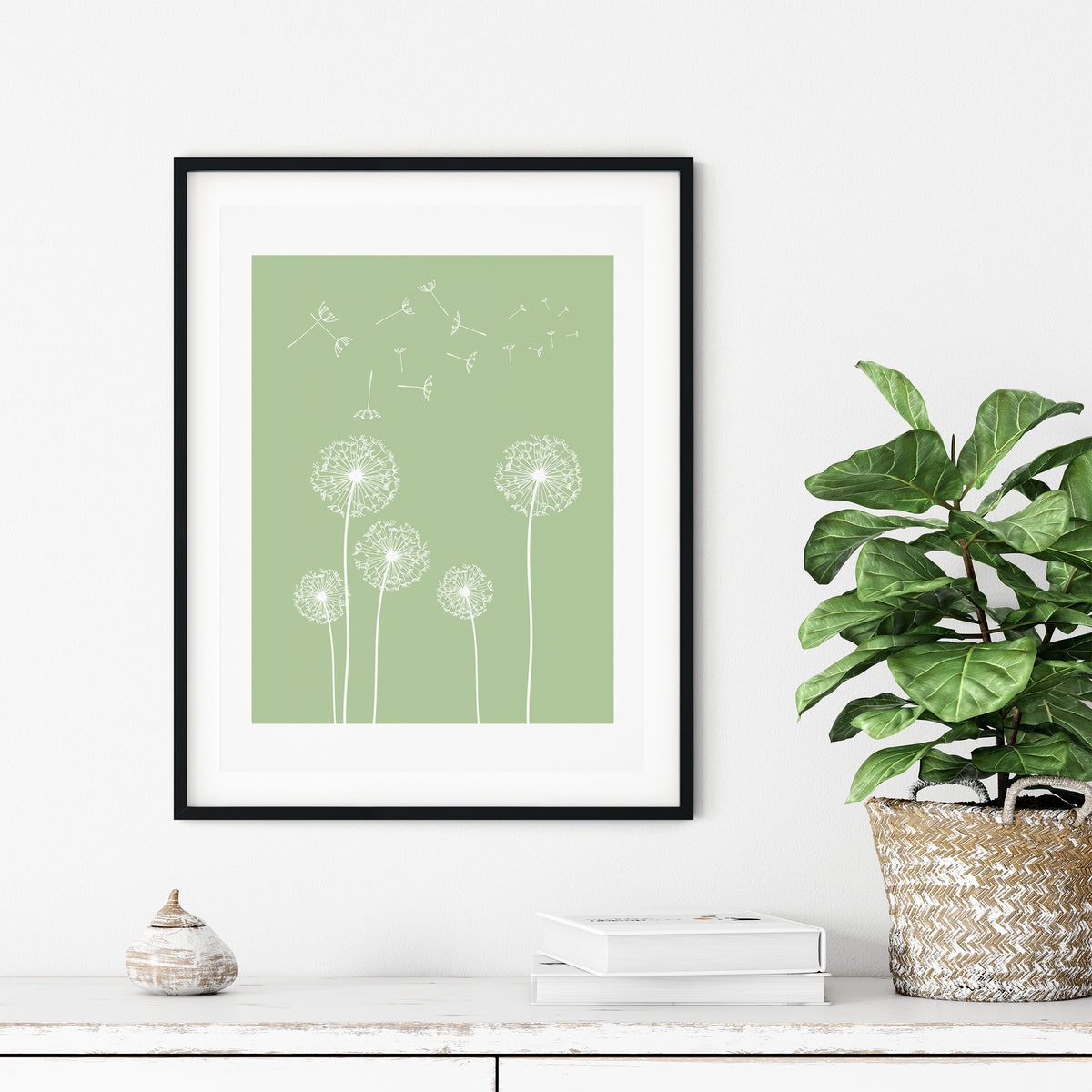 light green dandelion print