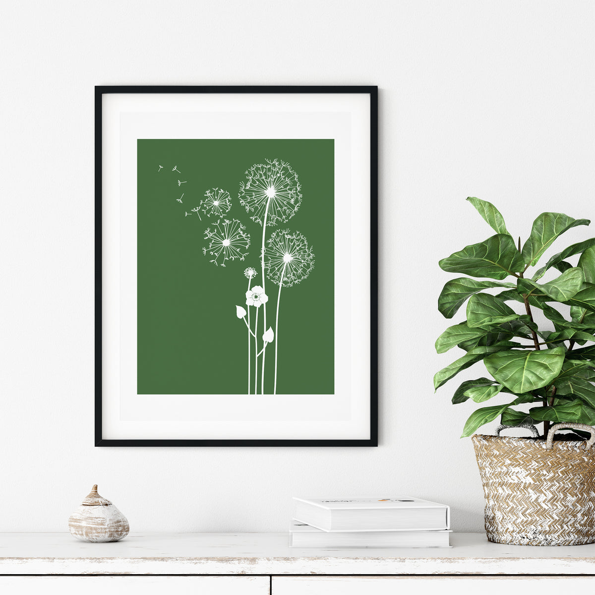 green dandelion wall decor