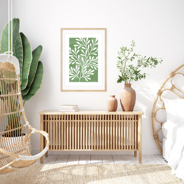 green leaf print