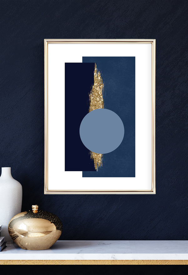 blue and gold geometric art
